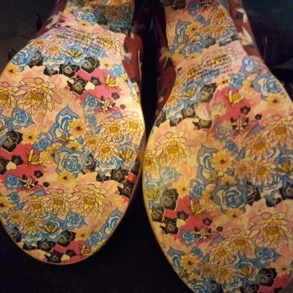 Irregular Choice Red Floral & Tan Herringbone Buckle Heels - Picture 8 of 8